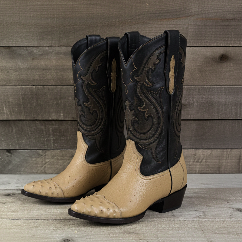 Load image into Gallery viewer, 8010 - RockinLeather Men&#39;s Orix Smooth Ostrich Pointed Toe Boot w/Full Quill Ostrich Toe
