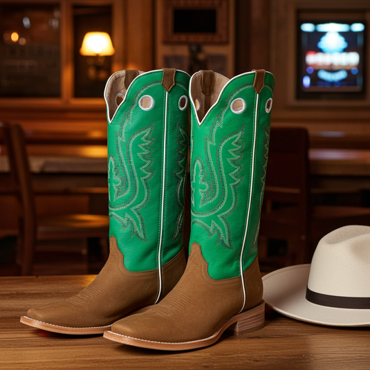 1107 - RockinLeather Men's Buckaroo Green Shaft Western Boot