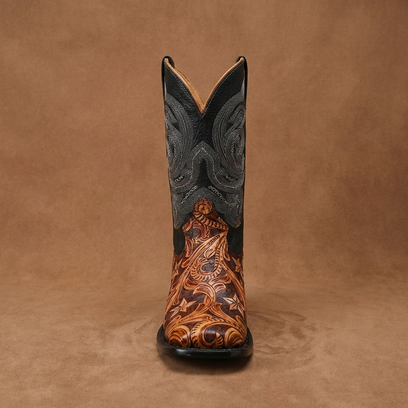 Load image into Gallery viewer, 1815 - RockinLeather Men's Hand Tooled Overlay Western Boot
