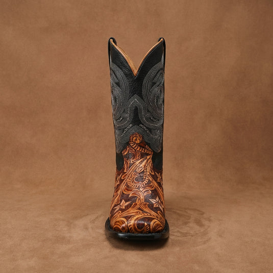 1815 - RockinLeather Men's Hand Tooled Overlay Western Boot