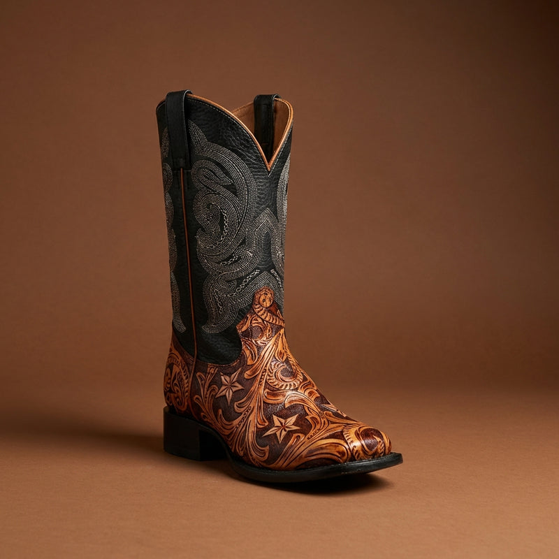 Load image into Gallery viewer, 1815 - RockinLeather Men's Hand Tooled Overlay Western Boot
