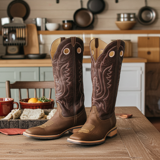 1121 - RockinLeather Men's Buckaroo Distressed Brown Western Boot