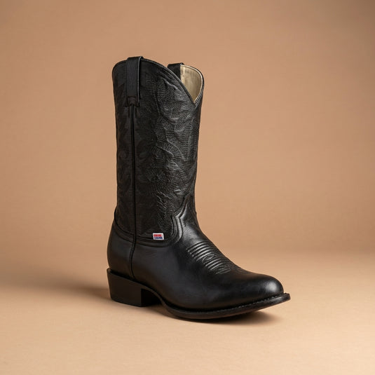 1146 - RockinLeather Men's Barcelona Black R Toe Western Boot