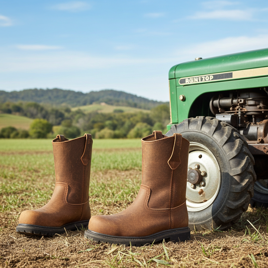 9002 - RockinLeather Men's Crazy Horse Round Steel Toe Boot