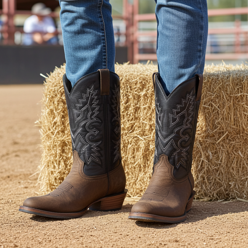 Load image into Gallery viewer, 1228 - RockinLeather Men&#39;s Round Toe Gaucho Brown Western Boot
