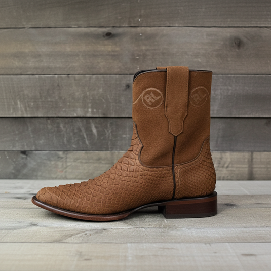 8031 - RockinLeather Men's Genuine Sanded Honey Python Boots With Zipper