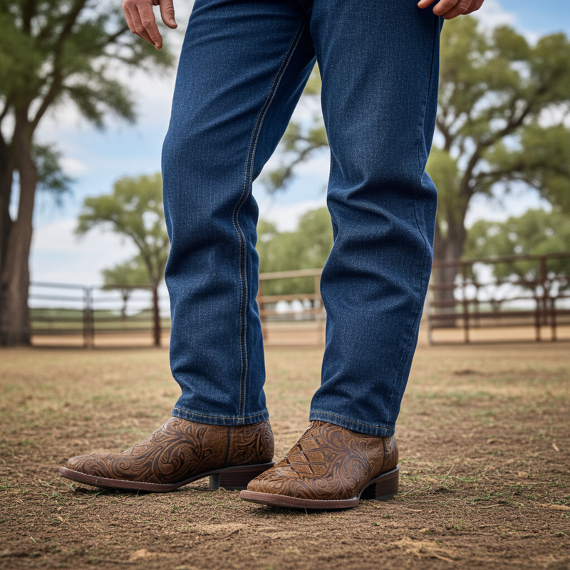 Load image into Gallery viewer, 1229 - RockinLeather Men's Capuccino Stamped Cowhide Leather Boot
