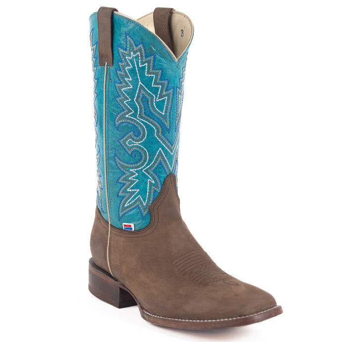 1230 - RockinLeather Men's Trigo Crazy Horse Western Boot w/Blue Upper