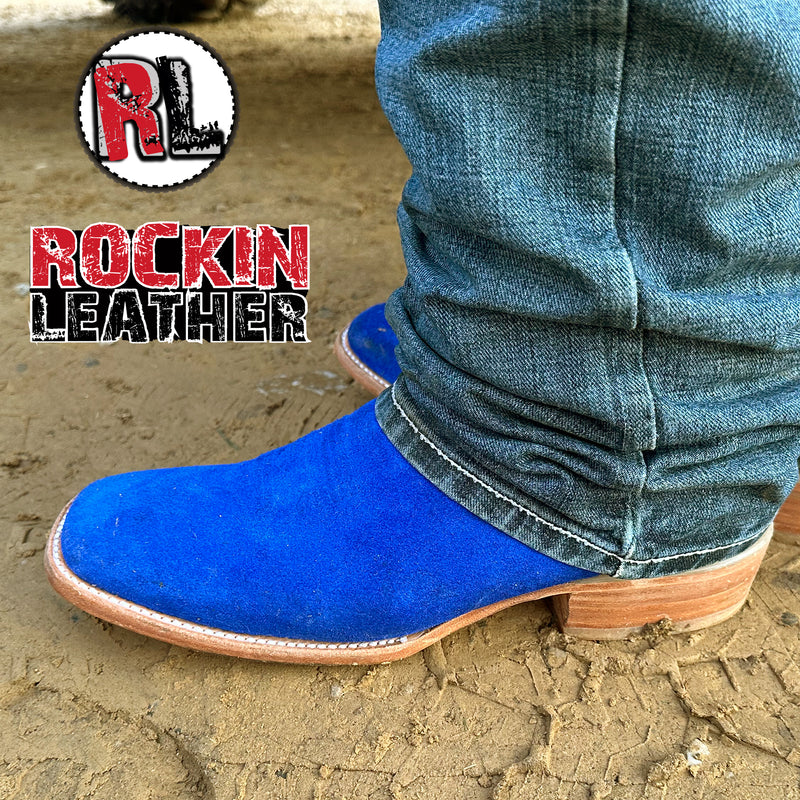 Load image into Gallery viewer, 1242 - RockinLeather Men&#39;s Blue Suede Leather Boot W/Eagle Embroidery
