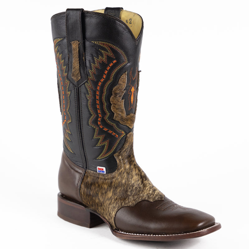 Load image into Gallery viewer, 1249 - RockinLeather Men&#39;s Chocolate Ranch with Cowhair Overlay Western Boot
