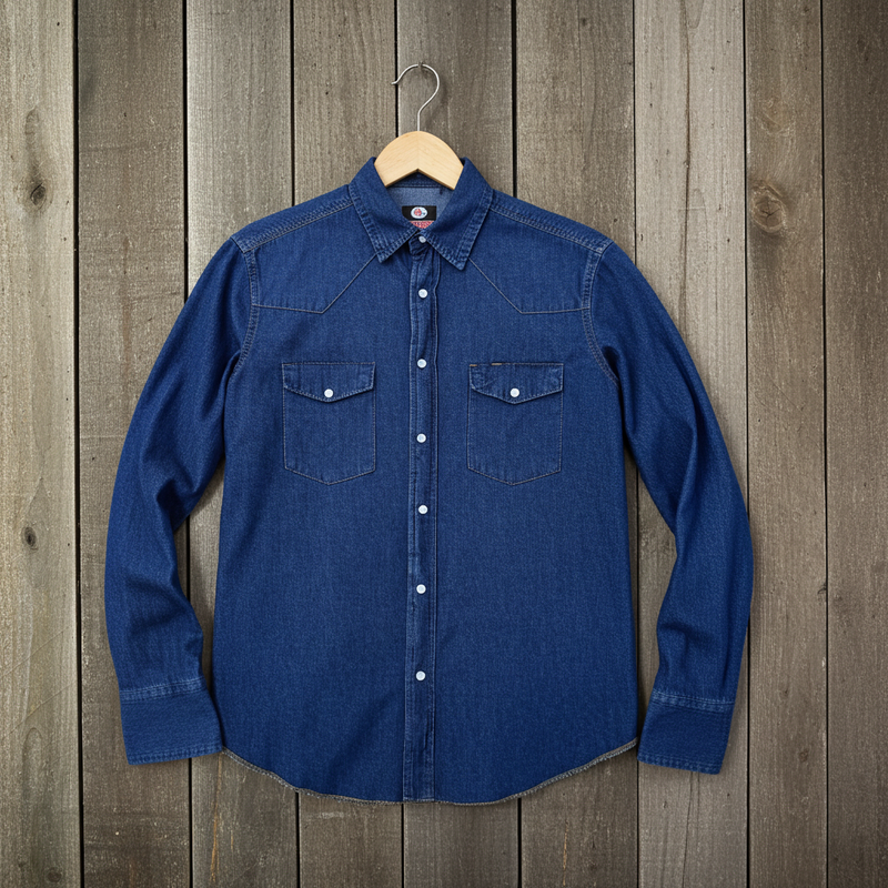 Load image into Gallery viewer, RLLSMS02 - RockinLeather Men's 7.1 oz Dark Denim Western Shirt
