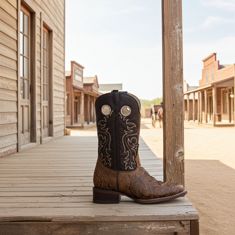 Load image into Gallery viewer, 1229 - RockinLeather Men&#39;s Capuccino Stamped Cowhide Leather Boot
