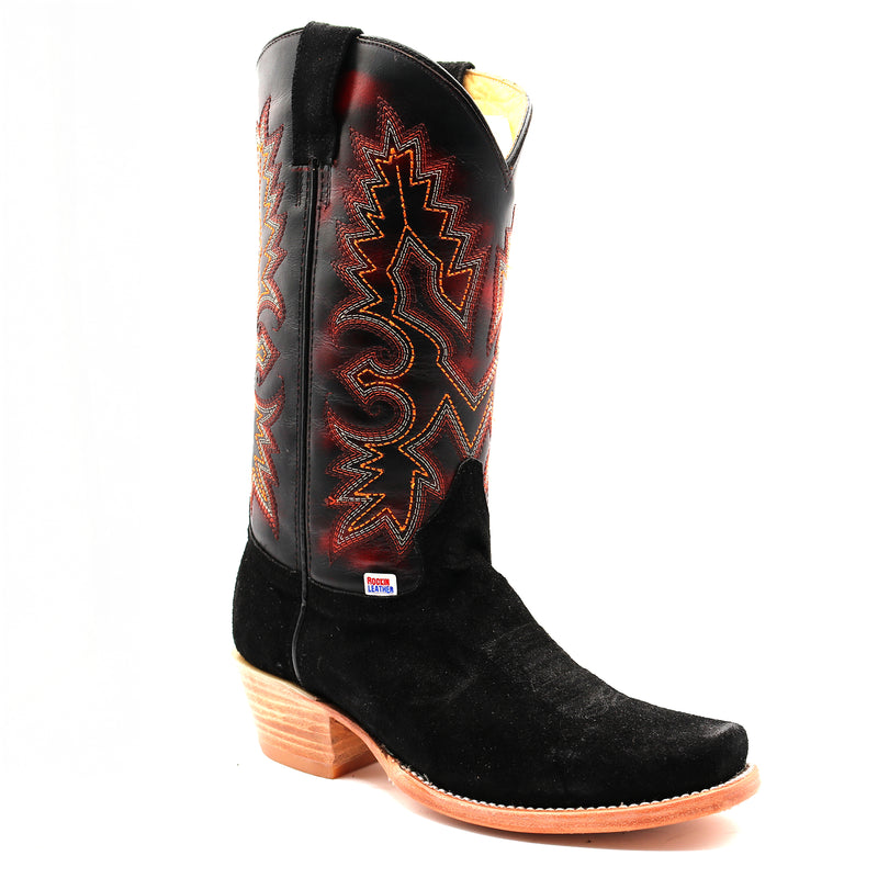 Load image into Gallery viewer, 1260 - RockinLeather Men&#39;s Black Roughout Narrow Square Toe Western Boot
