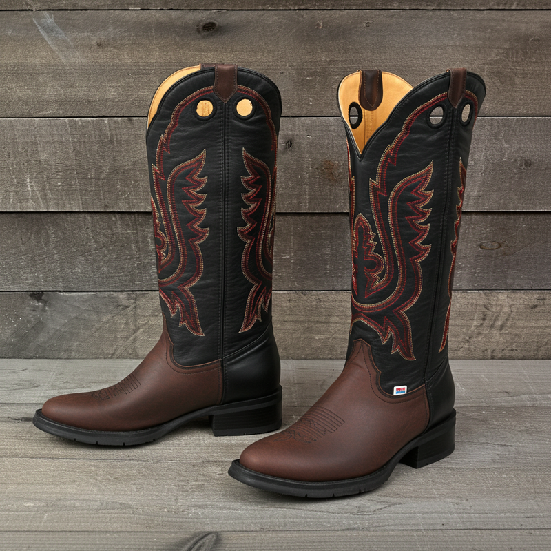 Load image into Gallery viewer, 1256 - RockinLeather Men&#39;s R Toe Buckaroo Distressed Brown Western Boot
