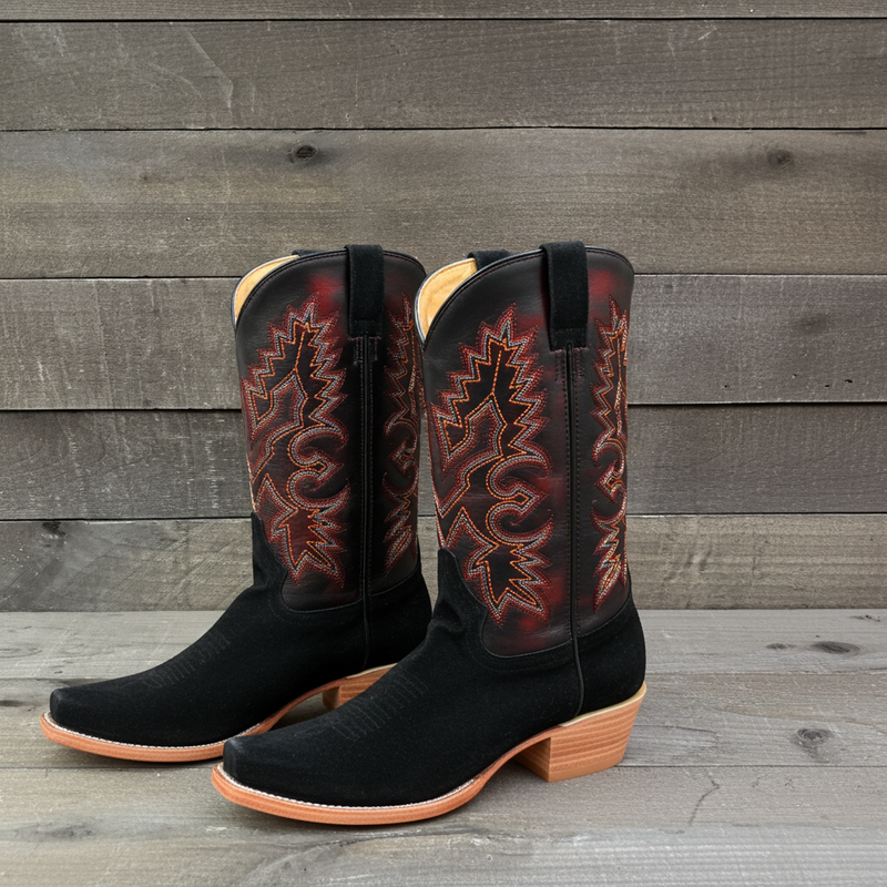 Load image into Gallery viewer, 1260 - RockinLeather Men&#39;s Black Roughout Narrow Square Toe Western Boot
