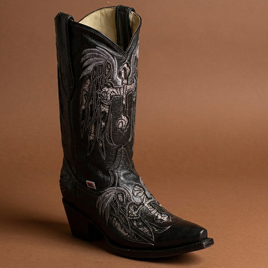 2139 - RockinLeather Women's Black Snip Toe Western Boot