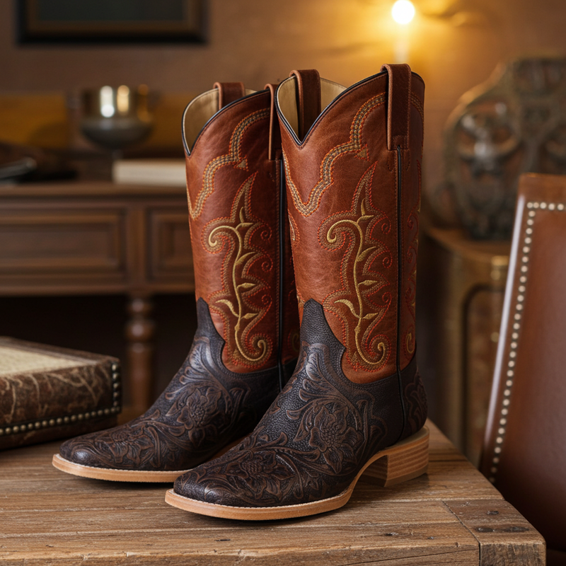 Load image into Gallery viewer, 1190 - RockinLeather Men&#39;s Stamped Cowhide Leather Boot
