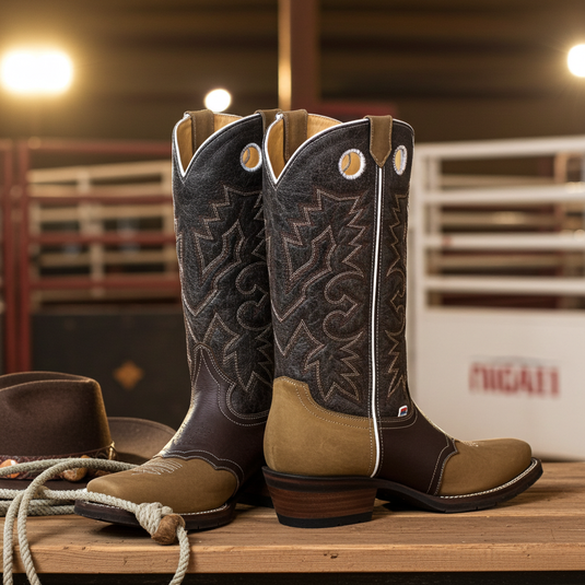 1136 - RockinLeather Men's Distressed Brown Narrow Square Toe Western Boot With Overlay