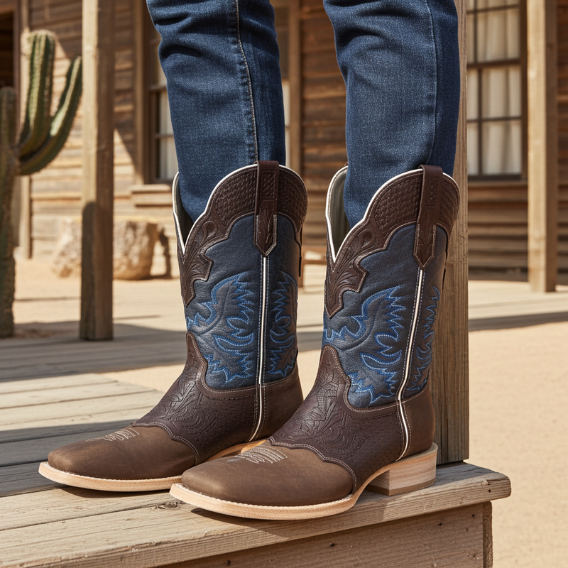 Load image into Gallery viewer, 1101 - RockinLeather Men&#39;s Hand Tooled Overlay Western Boot
