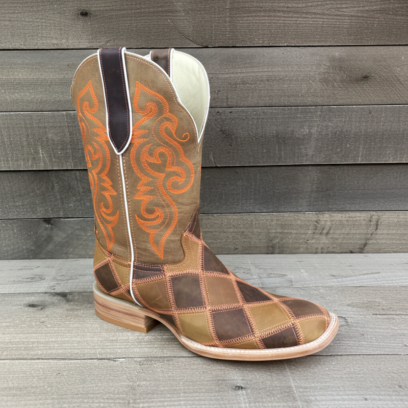 Load image into Gallery viewer, 1206 - RockinLeather Men&#39;s Orange Stitch Patchwork Western Boot

