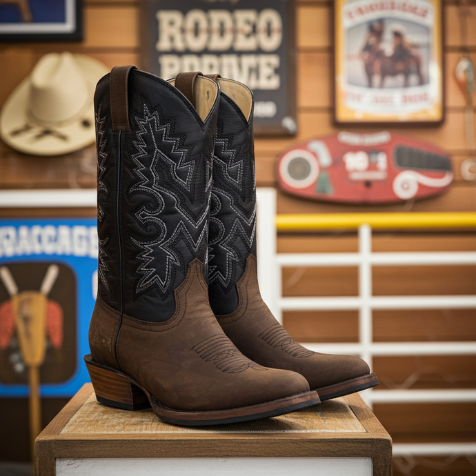 1228 - RockinLeather Men's Round Toe Gaucho Brown Western Boot