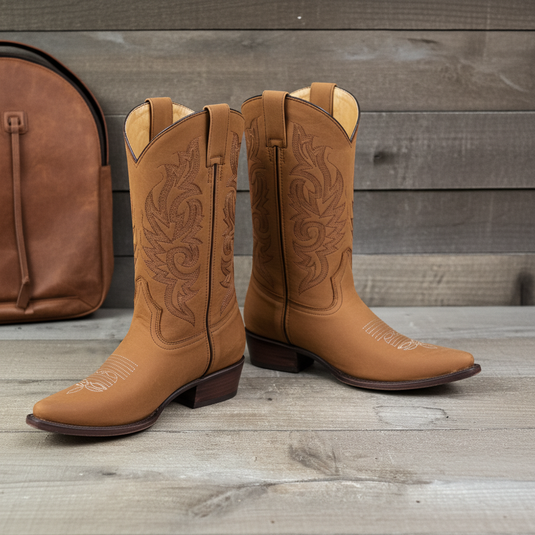1247 - RockinLeather Men's Crazy Horse Tobacco Cowhide Western Boot With Pointed Toe