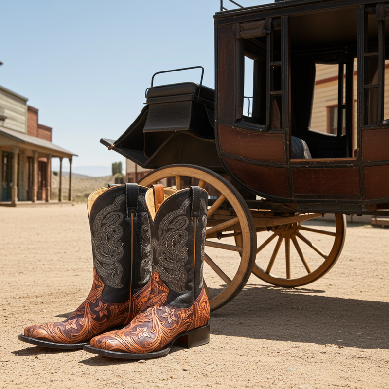 Load image into Gallery viewer, 1815 - RockinLeather Men&#39;s Hand Tooled Overlay Western Boot
