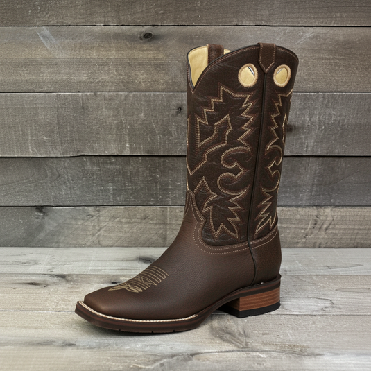 1131 - RockinLeather Men's Square Toe Crazy Flotter Brown Western Boot