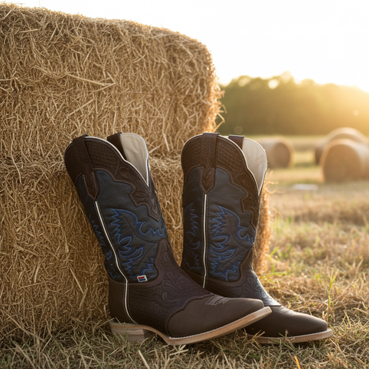 1101 - RockinLeather Men's Hand Tooled Overlay Western Boot
