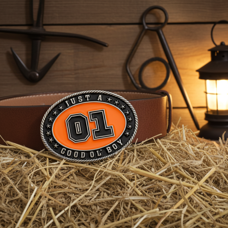 Load image into Gallery viewer, RLB002 - RockinLeather &quot;Just A Good Ol&#39; Boy&quot; Belt Buckle
