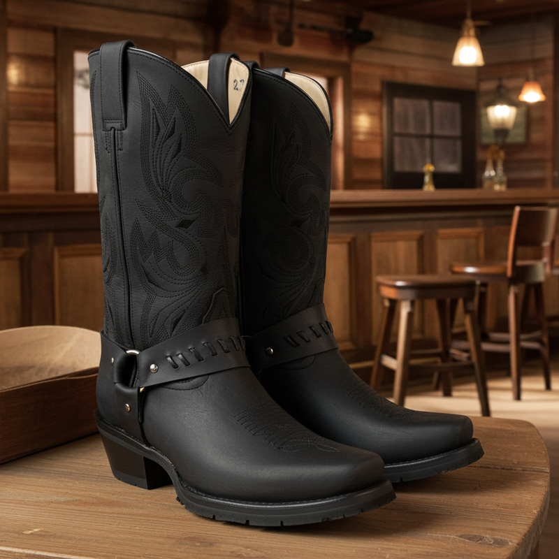 Load image into Gallery viewer, 1162 - RockinLeather Men&#39;s Black Leather Harness Boot
