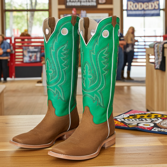 1107 - RockinLeather Men's Buckaroo Green Shaft Western Boot