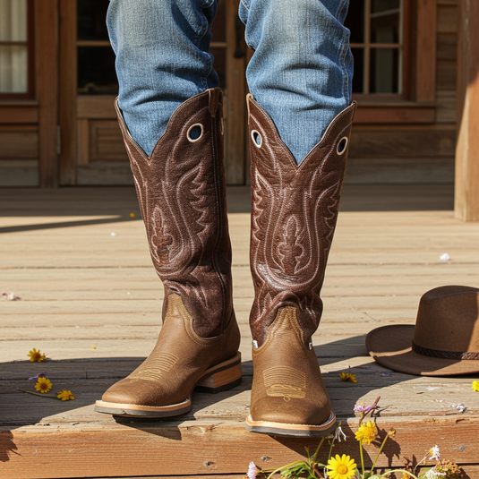1121 - RockinLeather Men's Buckaroo Distressed Brown Western Boot