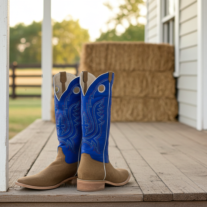 1106 - RockinLeather Men's Buckaroo Blue Shaft Western Boot