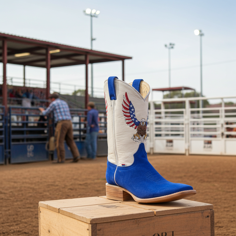 Load image into Gallery viewer, 1242 - RockinLeather Men&#39;s Blue Suede Leather Boot W/Eagle Embroidery

