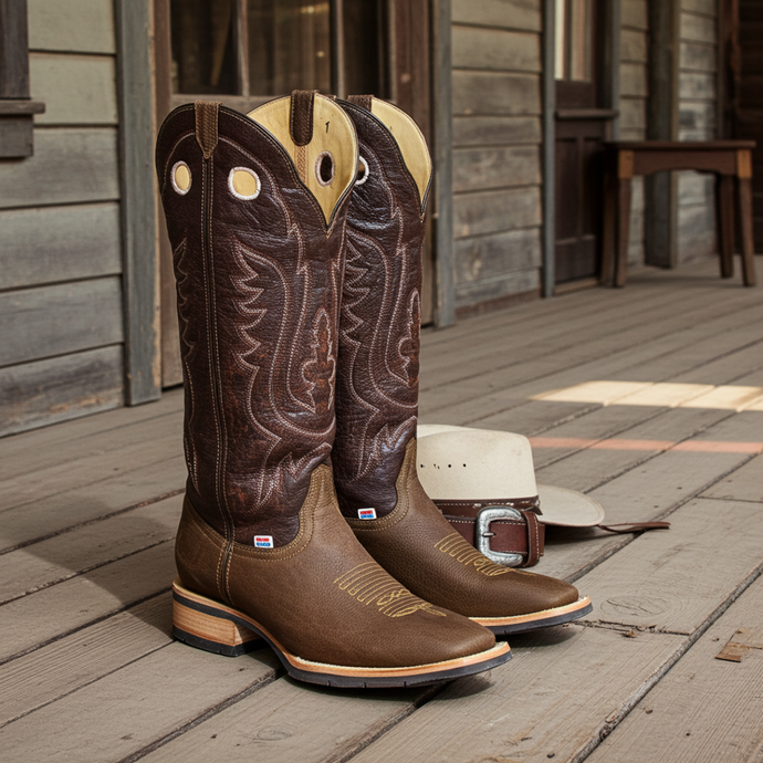 1121 - RockinLeather Men's Buckaroo Distressed Brown Western Boot