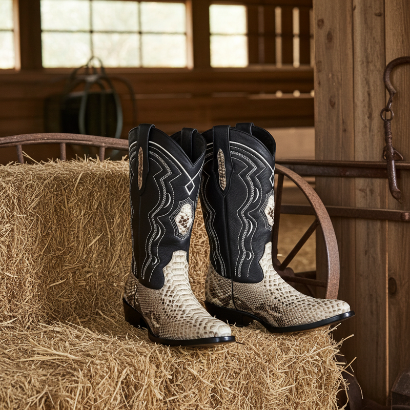 Load image into Gallery viewer, 8004 - RockinLeather Men&#39;s Genuine Natural Python Boots
