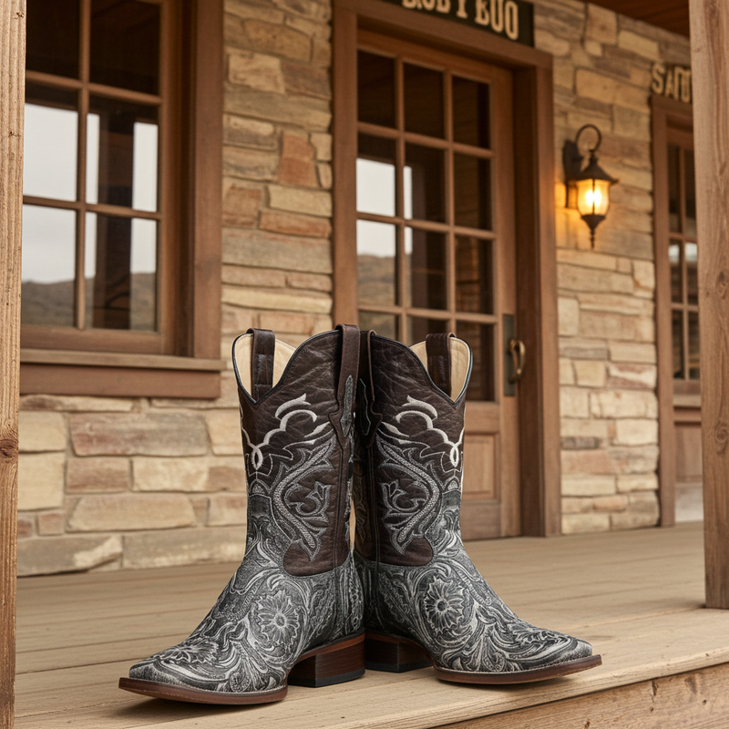 Load image into Gallery viewer, 1220 - RockinLeather Men&#39;s Sedona Distressed Stamped Cowhide Leather Boot
