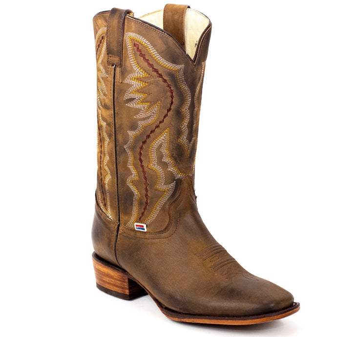 1576 - RockinLeather Men's Brown Distressed Western Boot W/ Square Toe