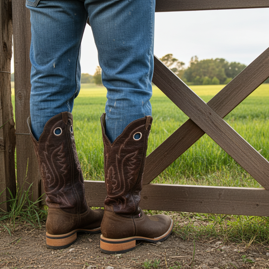 1121 - RockinLeather Men's Buckaroo Distressed Brown Western Boot