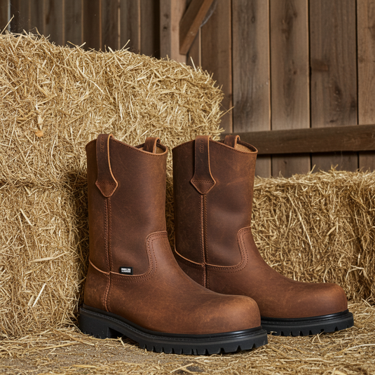 9002 - RockinLeather Men's Crazy Horse Round Steel Toe Boot