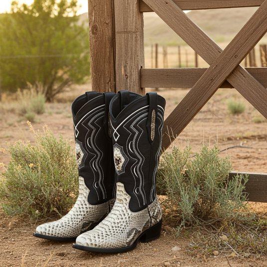 8004 - RockinLeather Men's Genuine Natural Python Boots