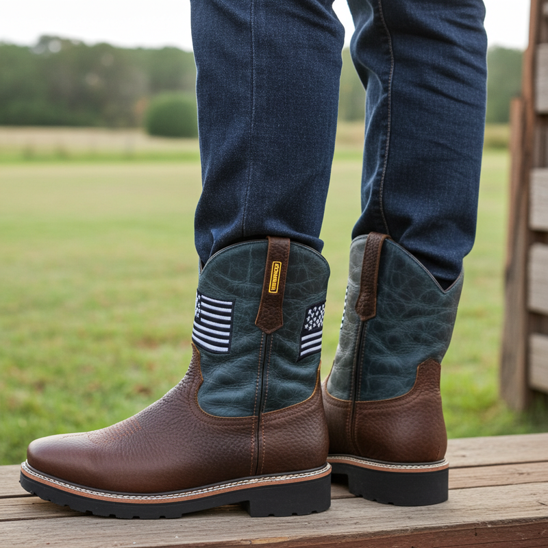 Load image into Gallery viewer, 5019 - RockinLeather Men&#39;s WATERPROOF American Flag Soft Toe Work Boots
