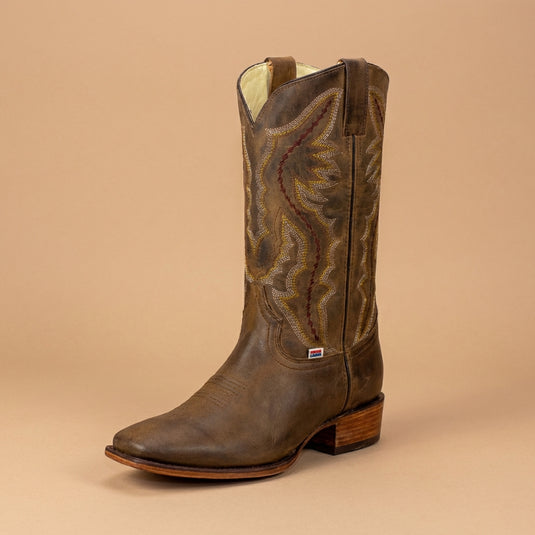 1576 - RockinLeather Men's Brown Distressed Western Boot W/ Square Toe