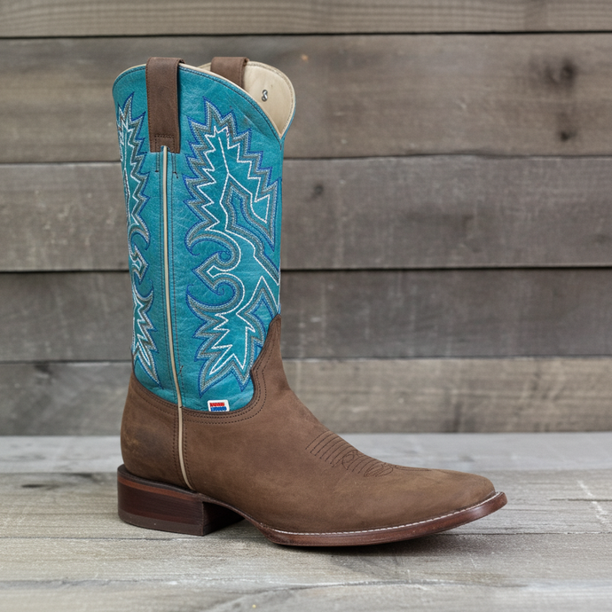 1230 - RockinLeather Men's Trigo Crazy Horse Western Boot w/Blue Upper