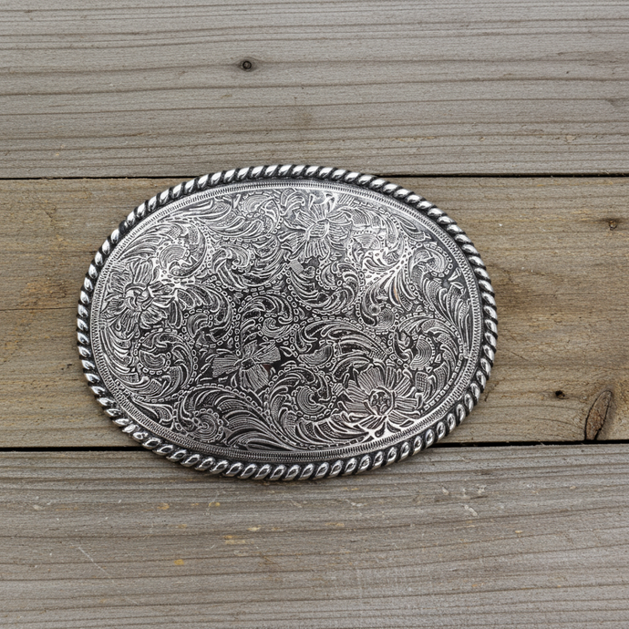 RLB500 - RockinLeather Silver Scrolled Oval Buckle