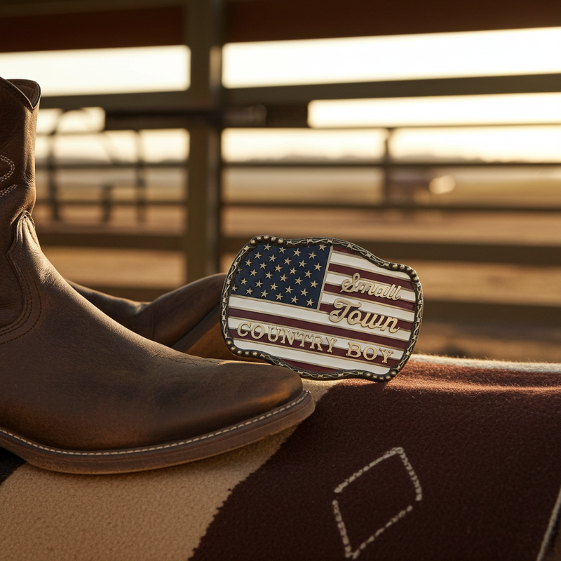 Load image into Gallery viewer, RLB005 - RockinLeather &quot;Small Town Country Boy&quot; Belt Buckle
