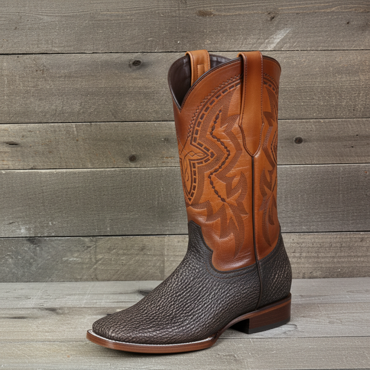 8000 - RockinLeather Men's Distressed Brown Genuine Sharkskin Boots