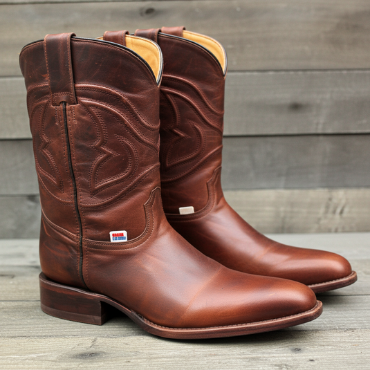 1253 - RockinLeather Men's Cognac Goat Roper Boot
