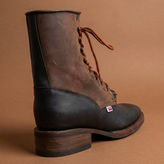 1258 - RockinLeather Men's Square Toe Lace Up Packer Western Boot